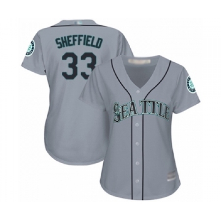 Women's Seattle Mariners #33 Justus Sheffield Authentic Grey Road Cool Base Baseball Player Jersey
