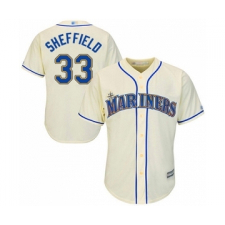 Youth Seattle Mariners #33 Justus Sheffield Authentic Cream Alternate Cool Base Baseball Player Jersey