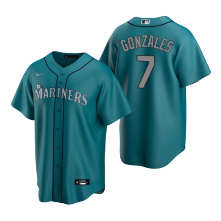 Men's Nike Seattle Mariners #7 Marco Gonzales Aqua Alternate Stitched Baseball Jersey