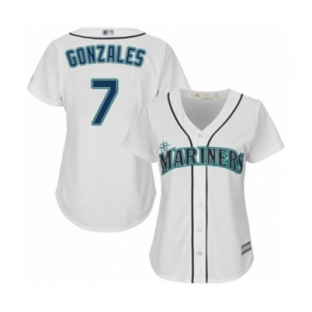 Women's Seattle Mariners #7 Marco Gonzales Authentic White Home Cool Base Baseball Player Jersey