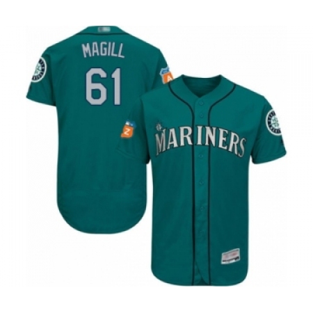 Men's Seattle Mariners #61 Matt Magill Teal Green Alternate Flex Base Authentic Collection Baseball Player Jersey