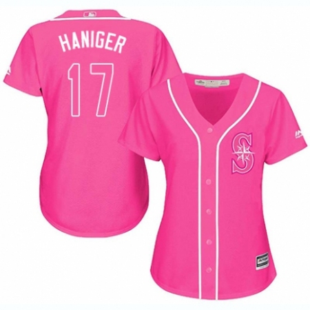 Women's Majestic Seattle Mariners #17 Mitch Haniger Authentic Pink Fashion Cool Base MLB Jersey