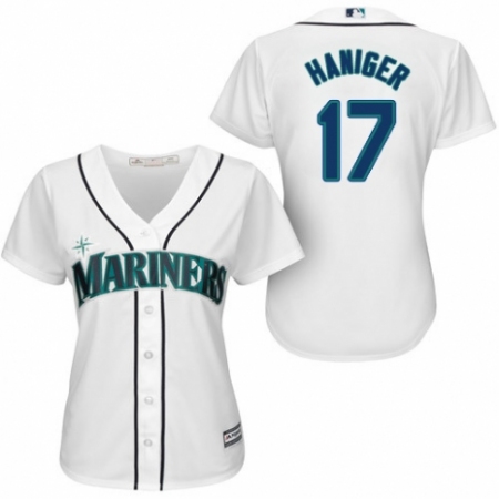 Women's Majestic Seattle Mariners #17 Mitch Haniger Authentic White Home Cool Base MLB Jersey