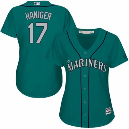 Women's Majestic Seattle Mariners #17 Mitch Haniger Replica Teal Green Alternate Cool Base MLB Jersey
