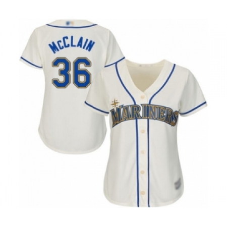 Women's Seattle Mariners #36 Reggie McClain Authentic Cream Alternate Cool Base Baseball Player Jersey
