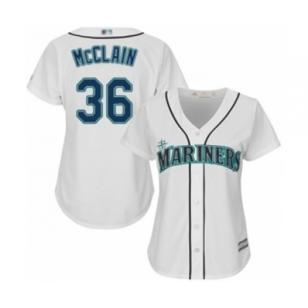 Women's Seattle Mariners #36 Reggie McClain Authentic White Home Cool Base Baseball Player Jersey