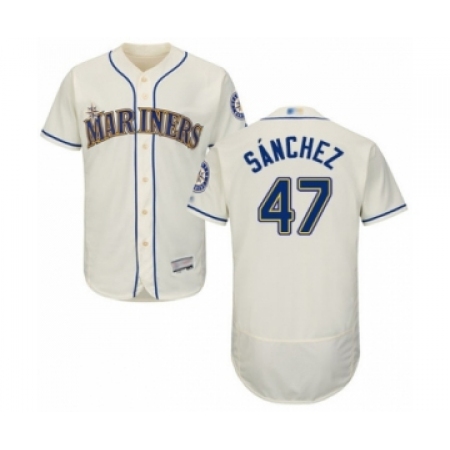Men's Seattle Mariners #47 Ricardo Sanchez Cream Alternate Flex Base Authentic Collection Baseball Player Jersey