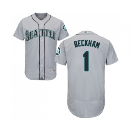 Men's Seattle Mariners #1 Tim Beckham Grey Road Flex Base Authentic Collection Baseball Jersey