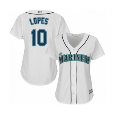 Women's Seattle Mariners #10 Tim Lopes Authentic White Home Cool Base Baseball Player Jersey