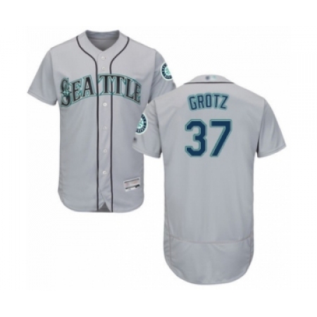 Men's Seattle Mariners #37 Zac Grotz Grey Road Flex Base Authentic Collection Baseball Player Jersey